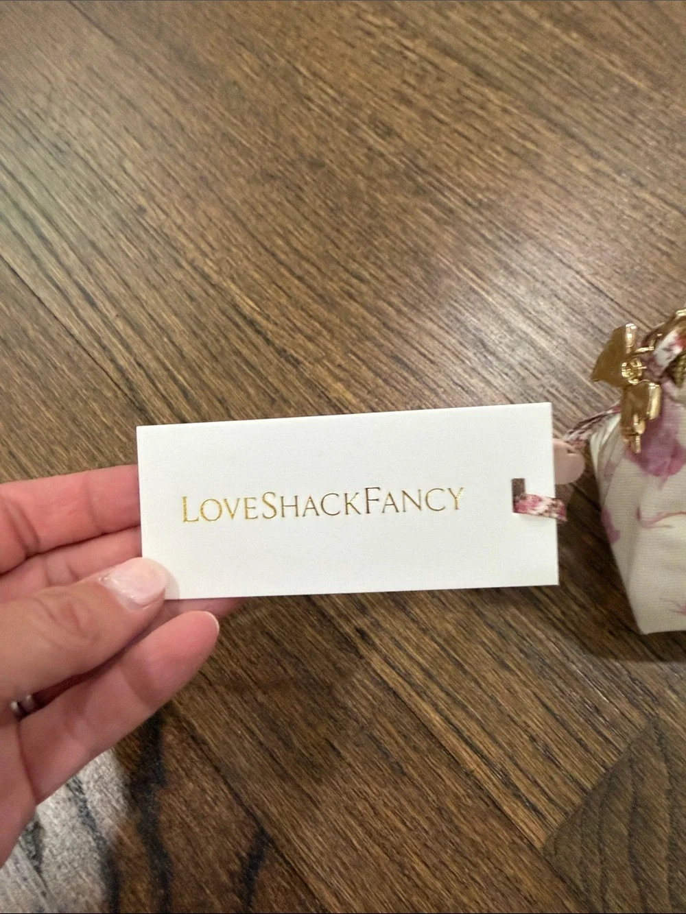 LoveShackFancy Cream Cosmetic Pouch with Pink Rose Print